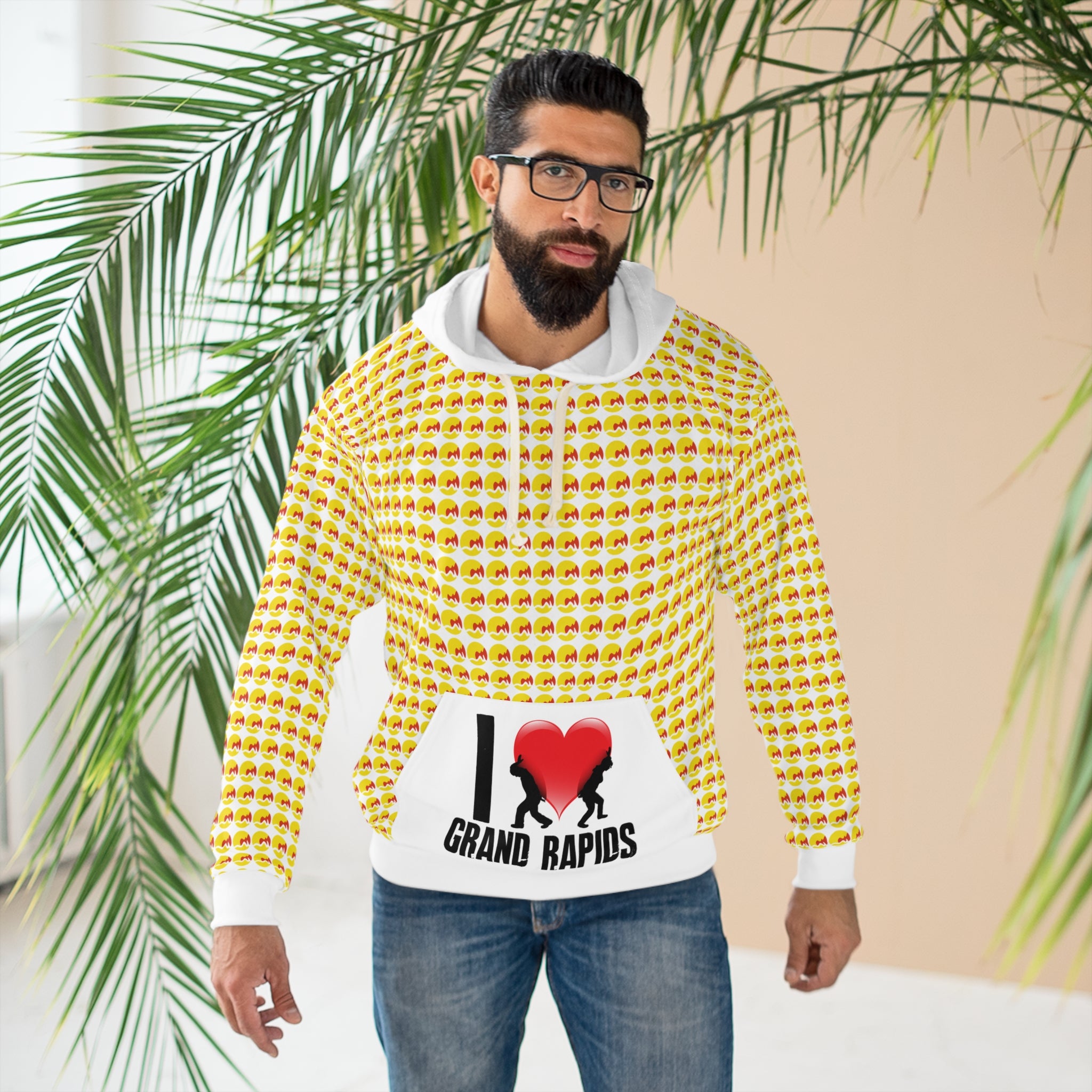 I  Grand Rapids Hoodie — Yellow Patterned Pullover for City Fans