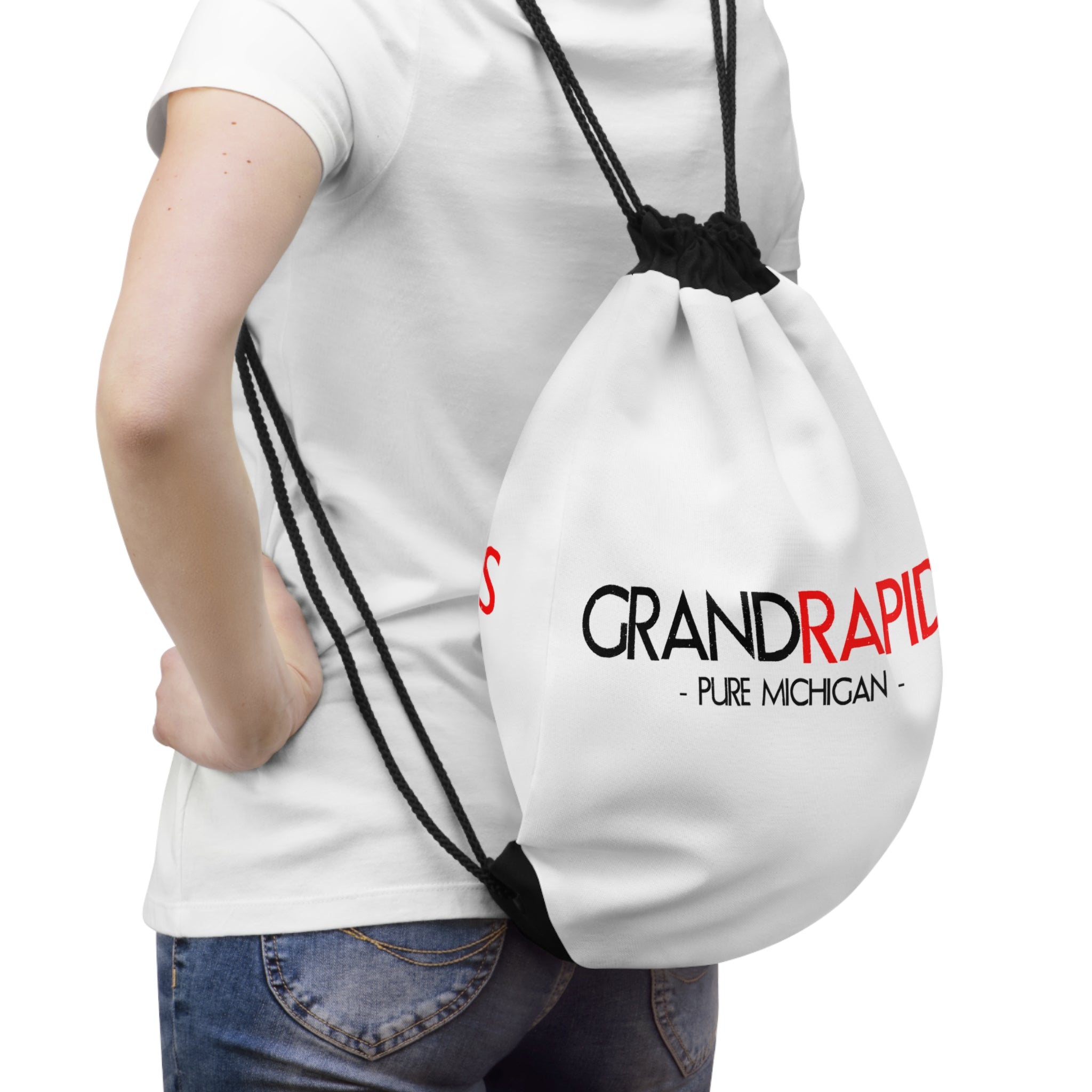 Grand Rapids Drawstring Bag – Pure Michigan City Logo Gym Tote